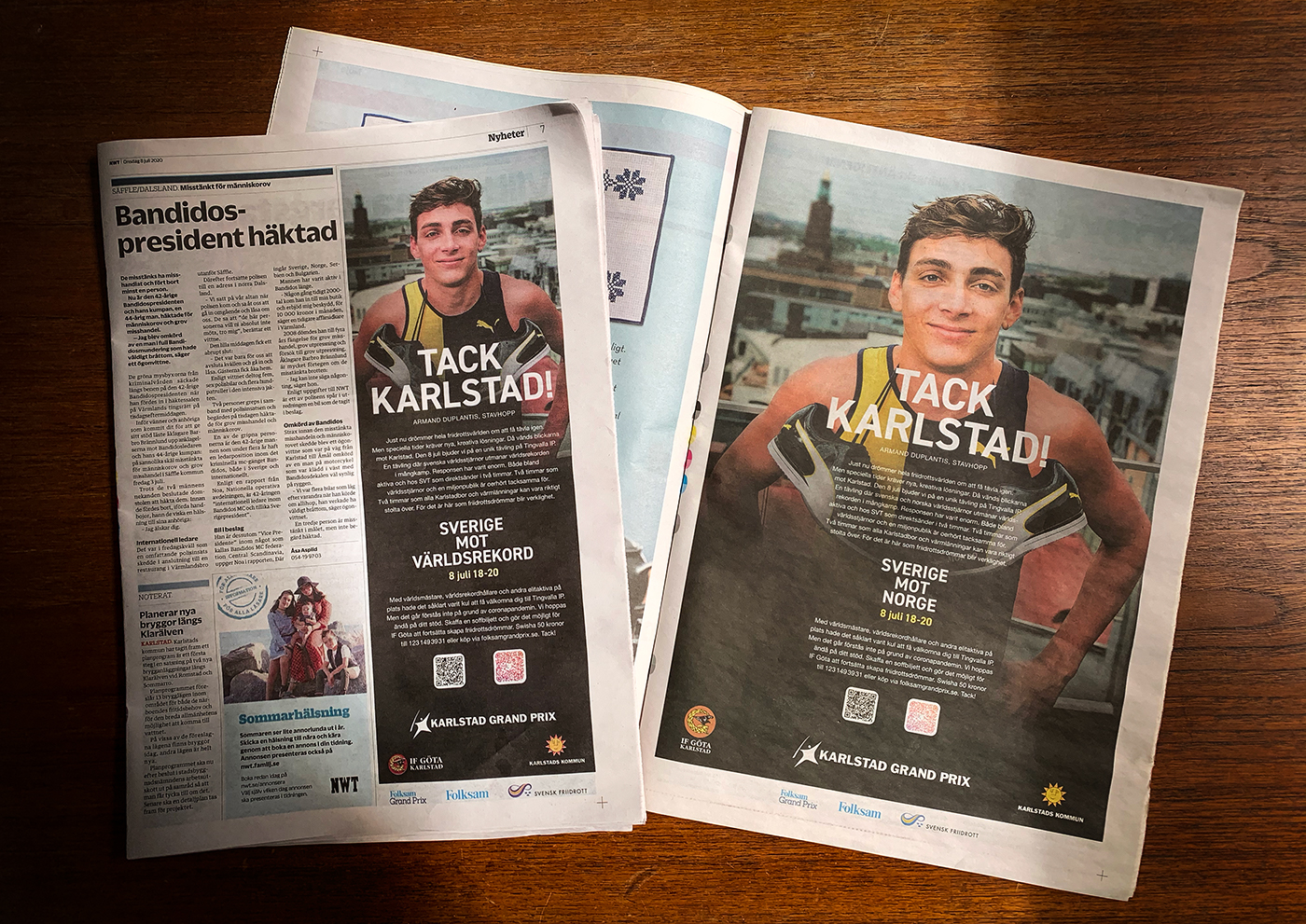 IF Göta Folksam Grand Prix Tack Karlstad, Armand Duplantis – annonser