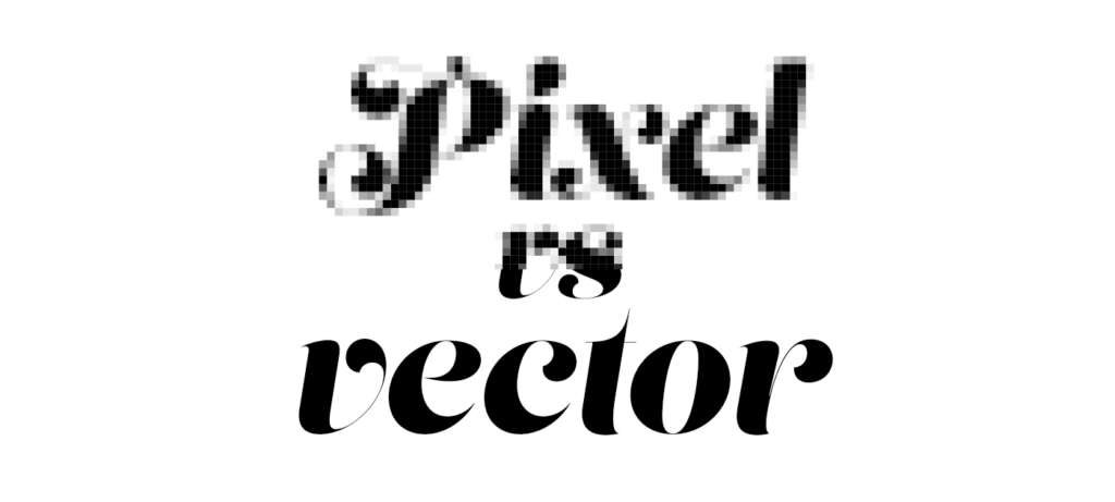 Pixel vs vektoriserat. Visar text olika upplösning