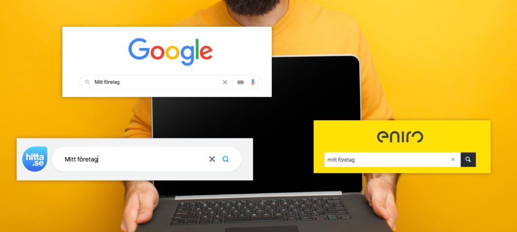 Synas på Google, hitta.se och Eniro